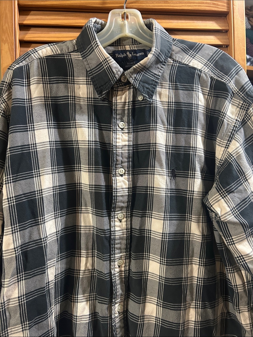 Ralph Lauren Black and White Plaid Button-Down Shirt